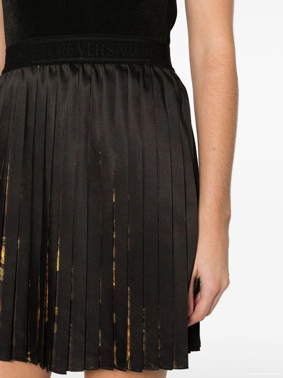 Affordable pleated Women Couture-print Versace miniskirt Watercolour Couture Jeans 0820